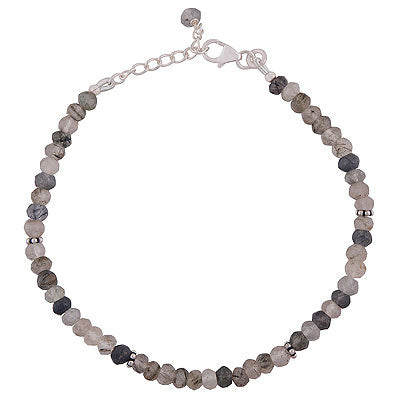 Beautiful Rawa Work in Between Green Rutile Round Shape 925 Sterling Solid Silver Bracelet - R2300240-799