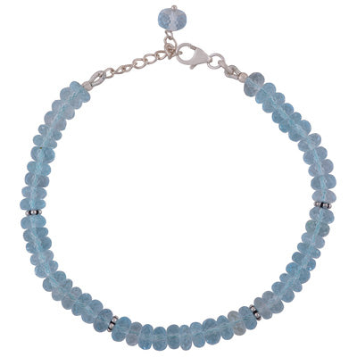 Beautiful Rawa Work in Between Blue Topaz Round Shape 925 Sterling Solid Silver Bracelet - R2300416-8