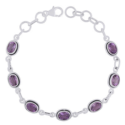 Beautiful Wire Work Around Amethyst Oval Shape 925 Sterling Solid Silver Bracelet - R2300489-1
