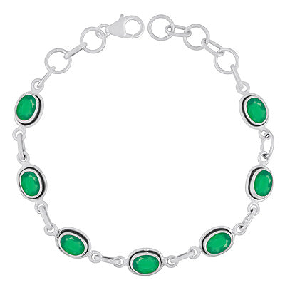 Beautiful Wire Work Around Green Onyx Oval Shape 925 Sterling Solid Silver Bracelet - R2300489-10