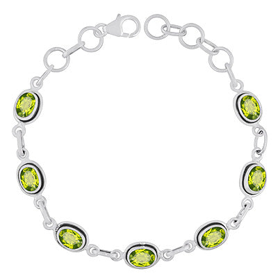 Beautiful Wire Work Around Peridot Oval Shape 925 Sterling Solid Silver Bracelet - R2300489-2