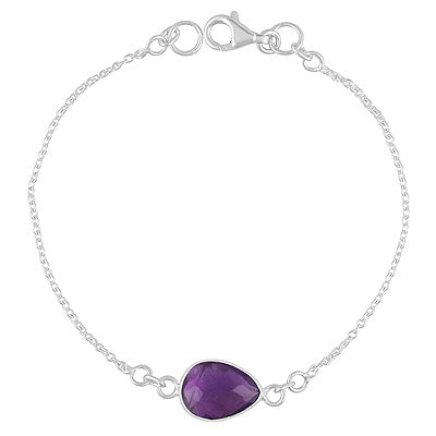 Beautiful Gemstone Amethyst Pear Shape 925 Sterling Solid Silver Bracelet - R2300494-41