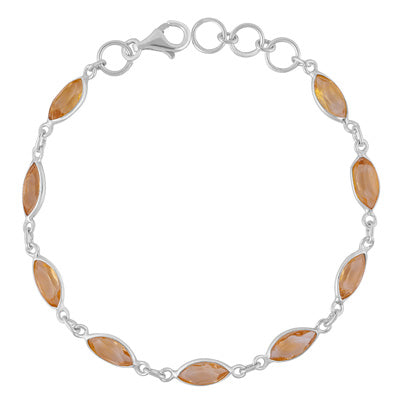 Nine Gemstone Citrine Marquise Shape 925 Sterling Solid Silver Bracelet - R2300500-3