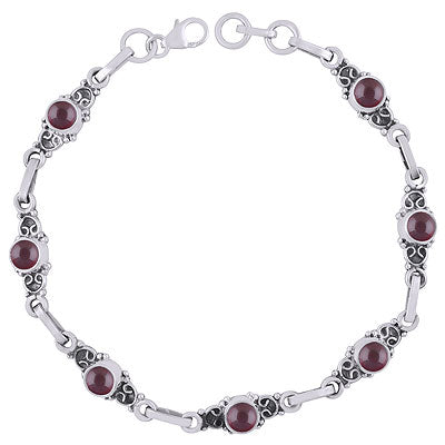 Gorgeous Wire Work Around Garnet Round Shape 925 Sterling Solid Silver Bracelets - R2400081-2
