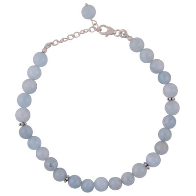 Beautiful Rawa Work in Between Aquamarine Round Shape 925 Sterling Solid Silver Bracelet - R2400265-19