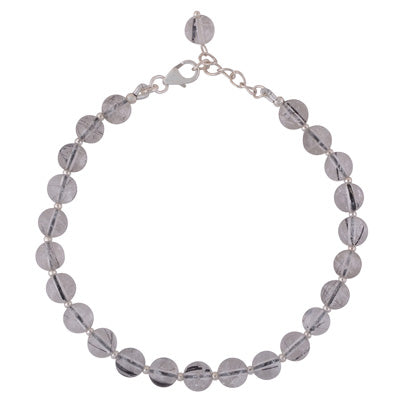 Stunning Rawa Between Black Rutile Round Shape 925 Sterling Solid Silver Bracelet - R2400266-98