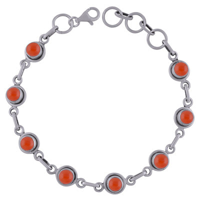 Beautiful Wire Work Around Carnelian Round Shape 925 Sterling Solid Silver Bracelet - R2400268-13