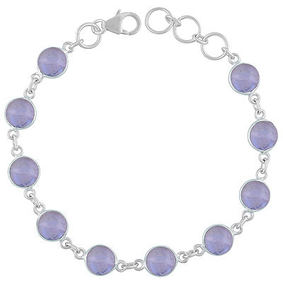 Alluring Handcrafted Bezel with Multiple Gemstones Rainbow Moonstone Round Shape 925 Sterling Solid Silver Bracelet - R2400429-24