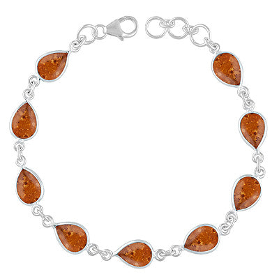 Multi Gemstone Amber Pear Shape 925 Sterling Solid Silver Bracelet - R2400464-31