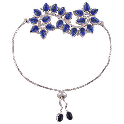 925 STERLING SILVER LAPIS,BLACK ONYX BRACELET - R2400509-12