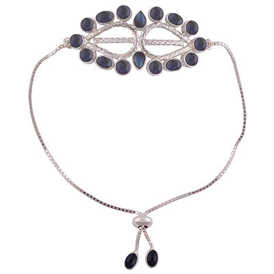 925 STERLING SILVER LABRADORITE,BLACK ONYX BRACELET - R2400510-10