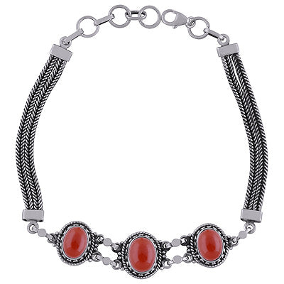 925 STERLING SILVER CARNELIAN BRACELET - R2400514-8