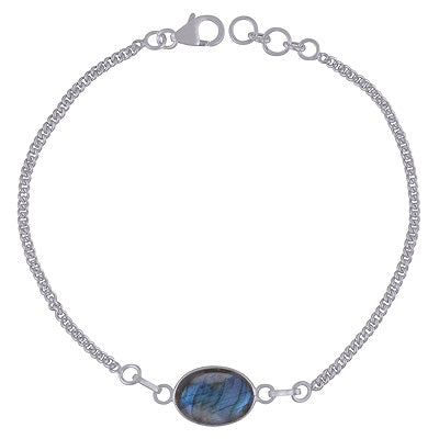 Alluring Beautiful Labradorite Oval Shape 925 Sterling Solid Silver Bracelet - R2400523-4