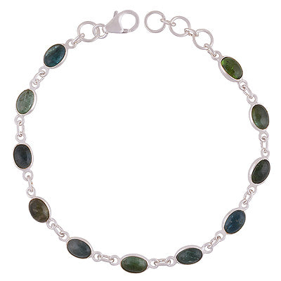 Alluring Multiple Gemstone Seated Bezel Tourmaline Oval Shape 925 Sterling Solid Silver Bracelet - R2400524-3