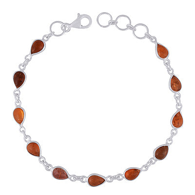 Magnificent Multicolour Gemstones Around Bezel Tourmaline Pear Shape 925 Sterling Solid Silver Bracelet - R2400526-7