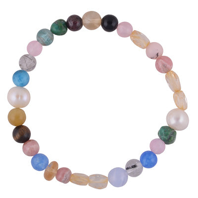Alluring Gemstone Beads Citrine,Pearl,Turquoise,Rose Quartz,Rhodochrosite,Onyx Stone Bracelets - R2400530-1