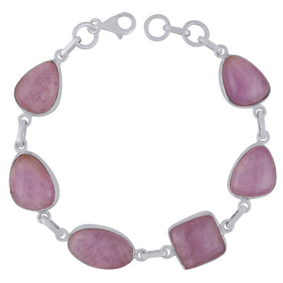 Gorgeous Multiple Shaped Gemstone Kunzite Fancy Shape 925 Sterling Solid Silver Bracelet - R2400536-5