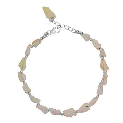 Alluring Rough Rocks Gemstone Ethiopian Opal Natural Shaped 925 Sterling Solid Silver Bracelet - R2400538-2