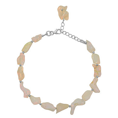 Alluring Rough Rocks Gemstone Ethiopian Opal Natural Shaped 925 Sterling Solid Silver Bracelet - R2400538-5