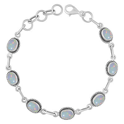 Authentic Wire Work Around Ethiopian Opal Oval Shape 925 Sterling Solid Silver Bracelet - R2400541-1