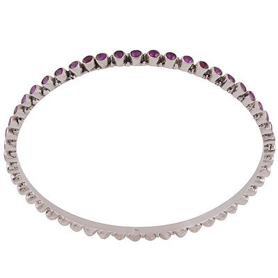 Alluring Gemstone Around Red Corundum Round Shape 925 Sterling Solid Silver Bangle - main product photo (R2700057-21)