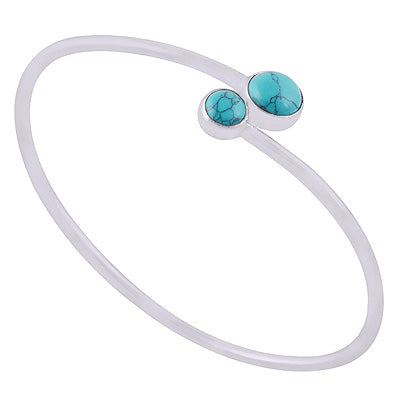 Gorgeous Handcrafted Turquoise Round Shape 925 Sterling Solid Silver Bangles - R2800153-53
