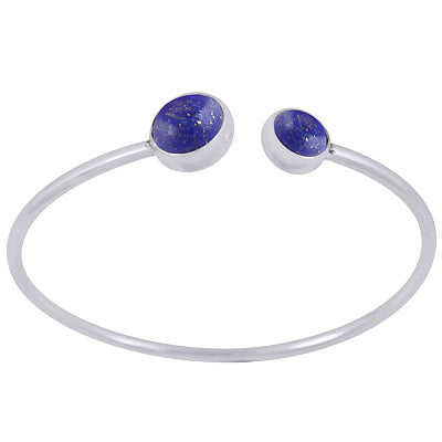 Gorgeous Handcrafted Lapis Round Shape 925 Sterling Solid Silver Bangle - R2800153-6