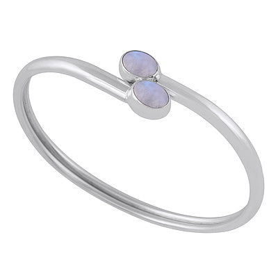 Gorgeous Multiple Gemstone Rainbow Moonstone Oval Shape 925 Sterling Solid Silver Bangle - R2800157-3