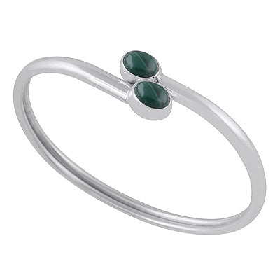 Gorgeous Multiple Gemstone Malachite Oval Shape 925 Sterling Solid Silver Bangle - R2800157-6