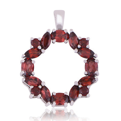 Beautiful Handcrafted Around Garnet Marquise,Round,Oval Shape 925 Sterling Solid Silver Pendant - R300853-93