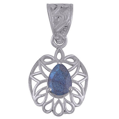 Gorgeous Pattern Around Labradorite Pear Shape 925 Sterling Solid Silver Pendant - R300868-16