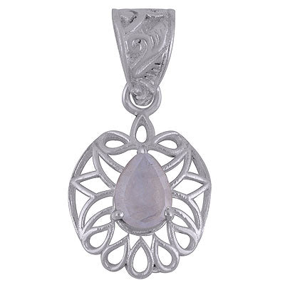 Gorgeous Pattern Around Rainbow Moonstone Pear Shape 925 Sterling Solid Silver Pendant - R300868-19