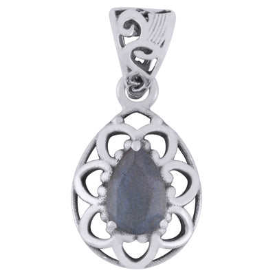 Beautiful Pattern Around Labradorite Pear Shape 925 Sterling Solid Silver Pendant - R300869-31