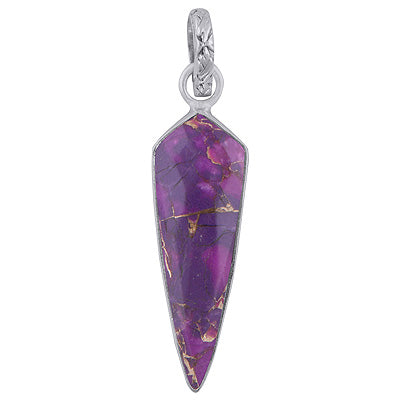 Beautiful Gemstone Purple Copper Turquoise Elongated Rhombus Shape 925 Sterling Solid Silver Pendant - R301091-8