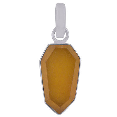 Beautiful Gemstone Yellow Jade Hexagon Shape 925 Sterling Solid Silver Pendant - R301099-15