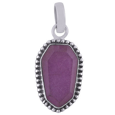 Alluring Rawa Work Around Lavender Jade Hexagon Shape 925 Sterling Solid Silver Pendant - R301102-14