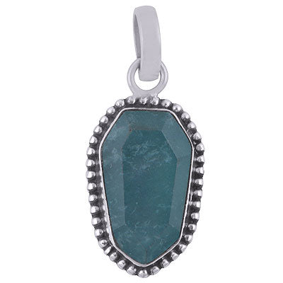 Alluring Rawa Work Around Aqua Chalcedony Hexagon Shape 925 Sterling Solid Silver Pendant - R301102-7