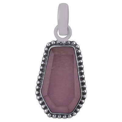 Gorgeous Rawa Work Around Rose Quartz Coffin Shape 925 Sterling Solid Silver Pendant - R301103-15