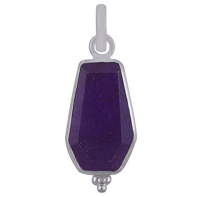 Stunning Handcrafted Bezel Rawa Work at bottom Amethyst Coffin Shape 925 Sterling Solid Silver Pendant - R301106-1