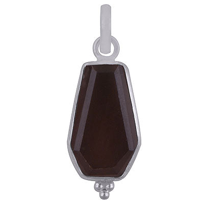 Stunning Handcrafted Bezel Rawa Work at bottom Smoky Topaz Coffin Shape 925 Sterling Solid Silver Pendant - R301106-7