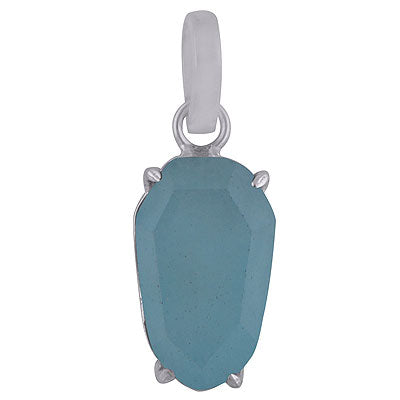 Gorgeous shaped Gemstone Aqua Chalcedony Hexagon Shape 925 Sterling Solid Silver Pendant - R301107-5