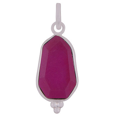 Beautifully Handcrafted Bezel Rawa Work at bottom Red Corundum Hexagon Shape 925 Sterling Solid Silver Pendant - R301110-17