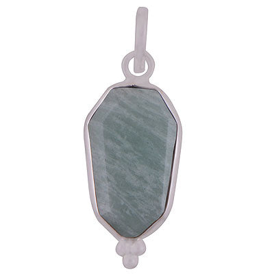 Stunning Handcrafted Bezel Rawa Work at bottom Amazonite Hexagon Shape 925 Sterling Solid Silver Pendant - R301111-5