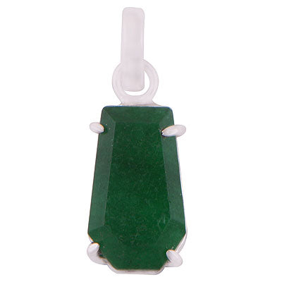 Alluring Gemstone Green Jade Coffin Shape 925 Sterling Solid Silver Pendant - R301112-15
