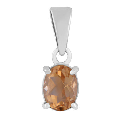Gorgeous Prong Setting Around Citrine Oval Shape 925 Sterling Solid Silver Pendant - R301113-54