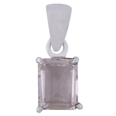 Beautiful Prong Setting Around Crystal Rectangle Shape 925 Sterling Solid Silver Pendant - R301116-15