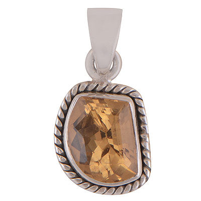 Gorgeous Twisted Wire Work Around Citrine Fancy Shape 925 Sterling Solid Silver Pendant - R301121-6