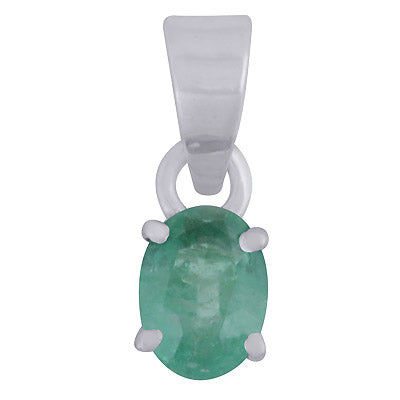 Gorgeous Gemstone Nickel-free Rhodium Plated Zambian Emerald Oval Shape 925 Sterling Solid Silver Pendant - R301134-1