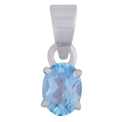 Gorgeous Gemstone Nickel-free Rhodium Plated Swiss Blue Topaz Oval Shape 925 Sterling Solid Silver Pendant - R301134-11