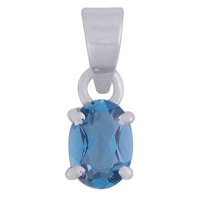 Gorgeous Gemstone Nickel-free Rhodium Plated London Blue Topaz Oval Shape 925 Sterling Solid Silver Pendant - R301134-3